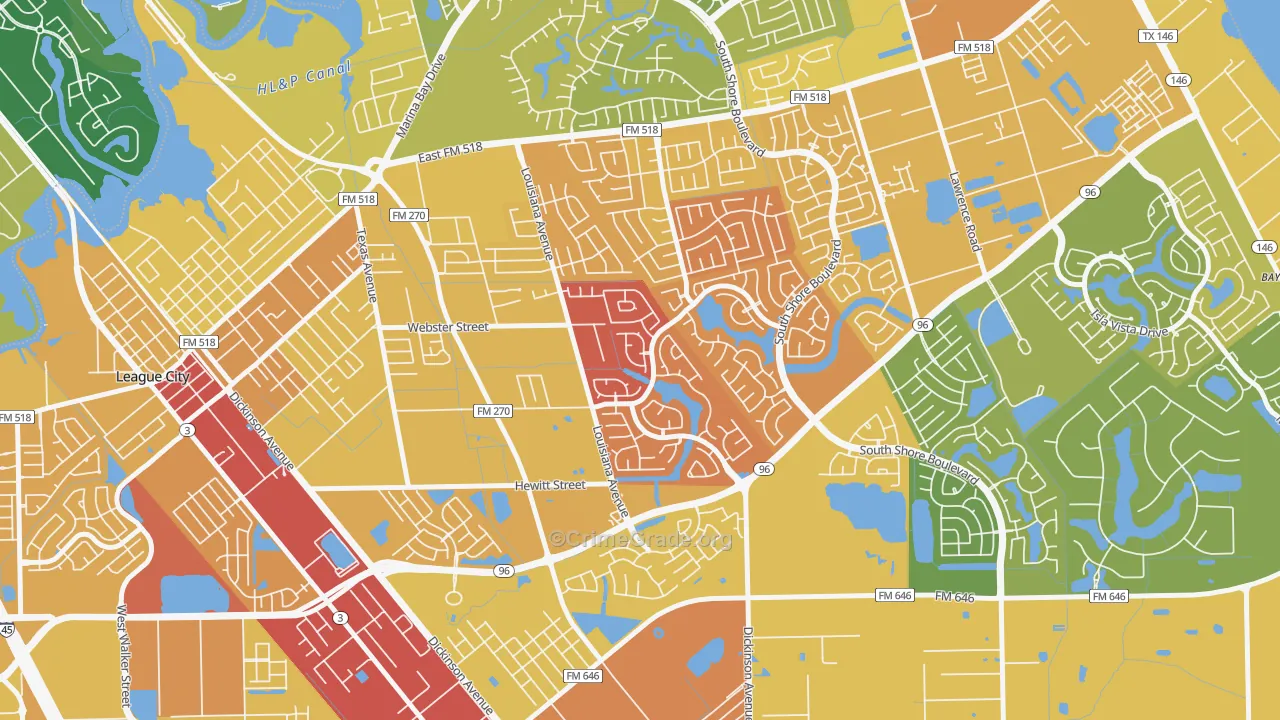 Tuscan Lakes, League City, TX Map of Murder Rates