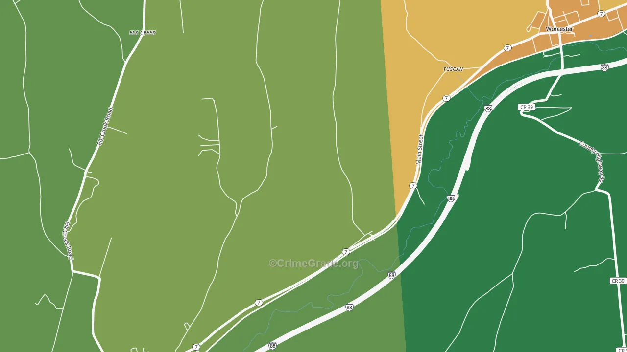 Tuscan, NY Map of Murder Rates