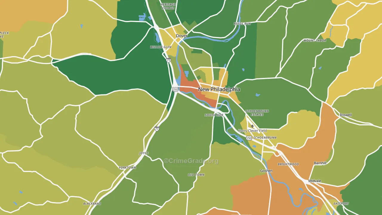 Tuscarawas County, OH Map of Murder Rates