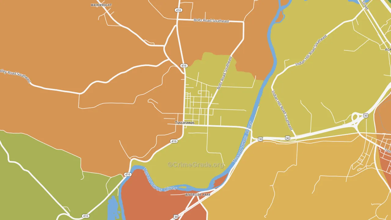 Tuscarawas, OH Map of Murder Rates