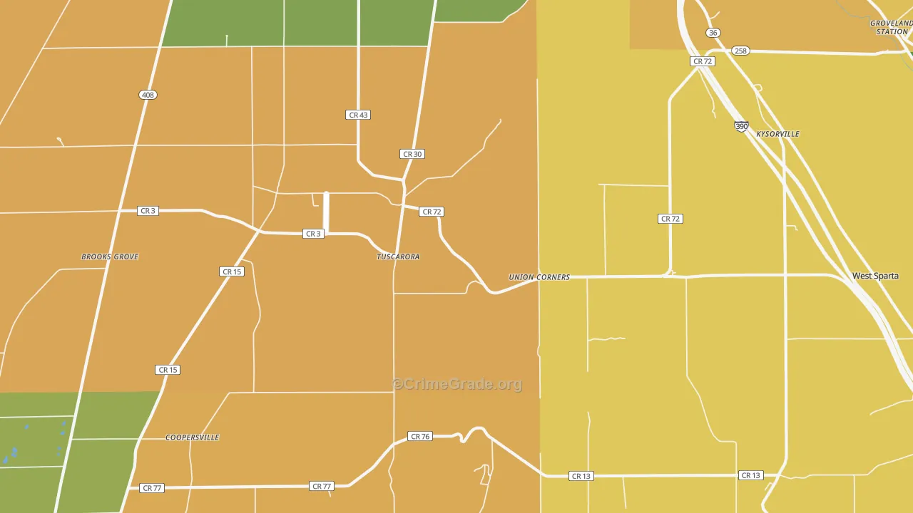 Tuscarora, NY Map of Murder Rates