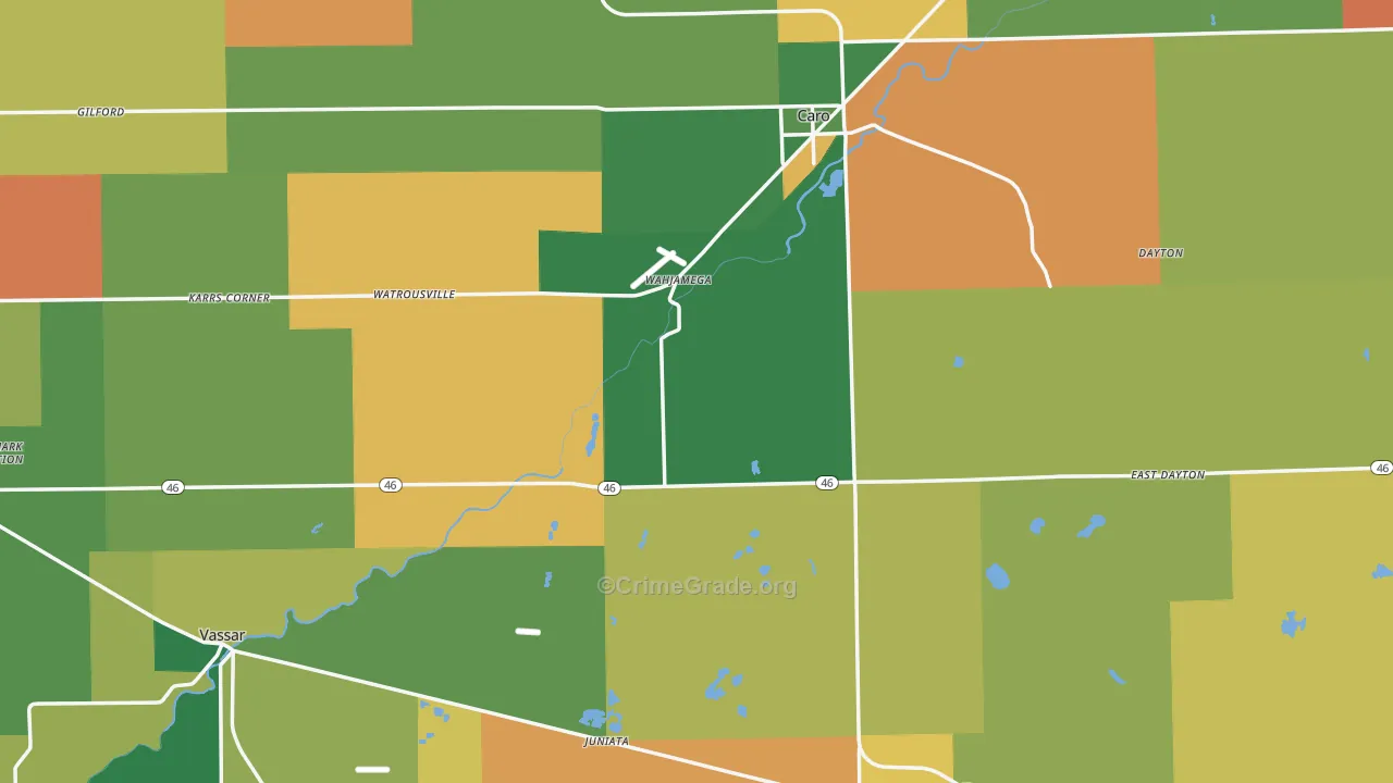 Tuscola County, MI Map of Murder Rates