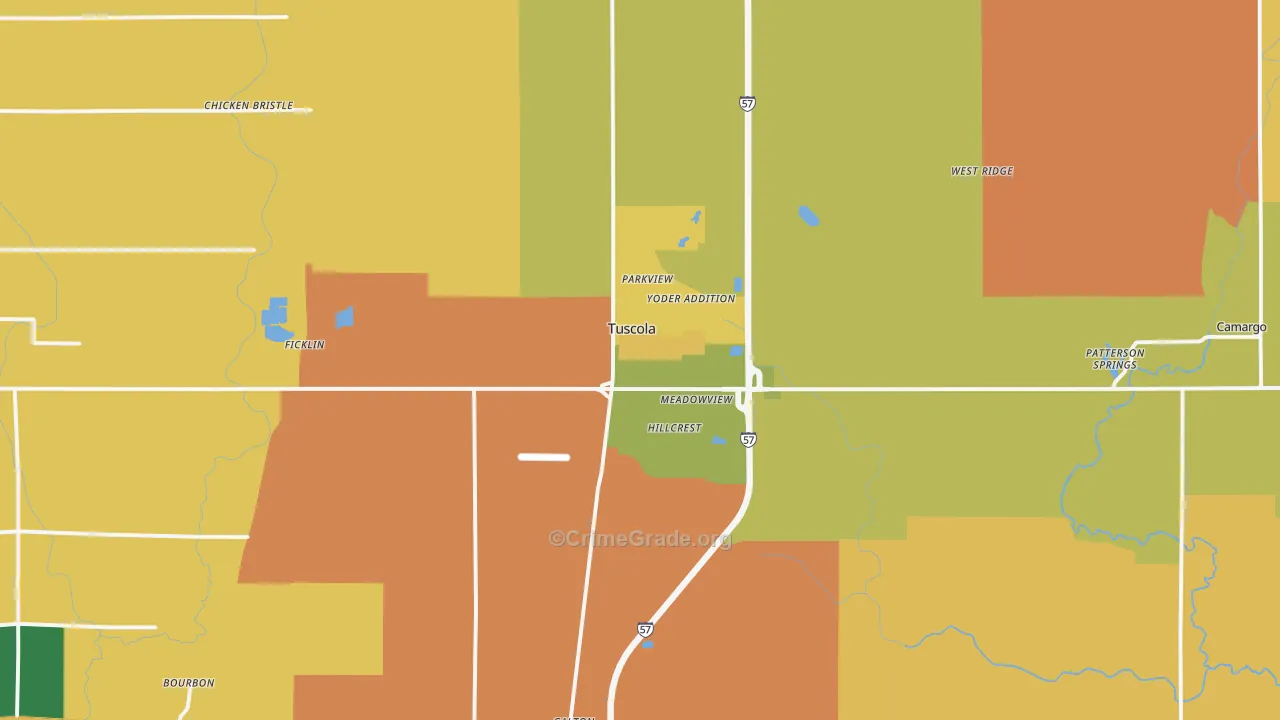 Tuscola, IL Map of Murder Rates
