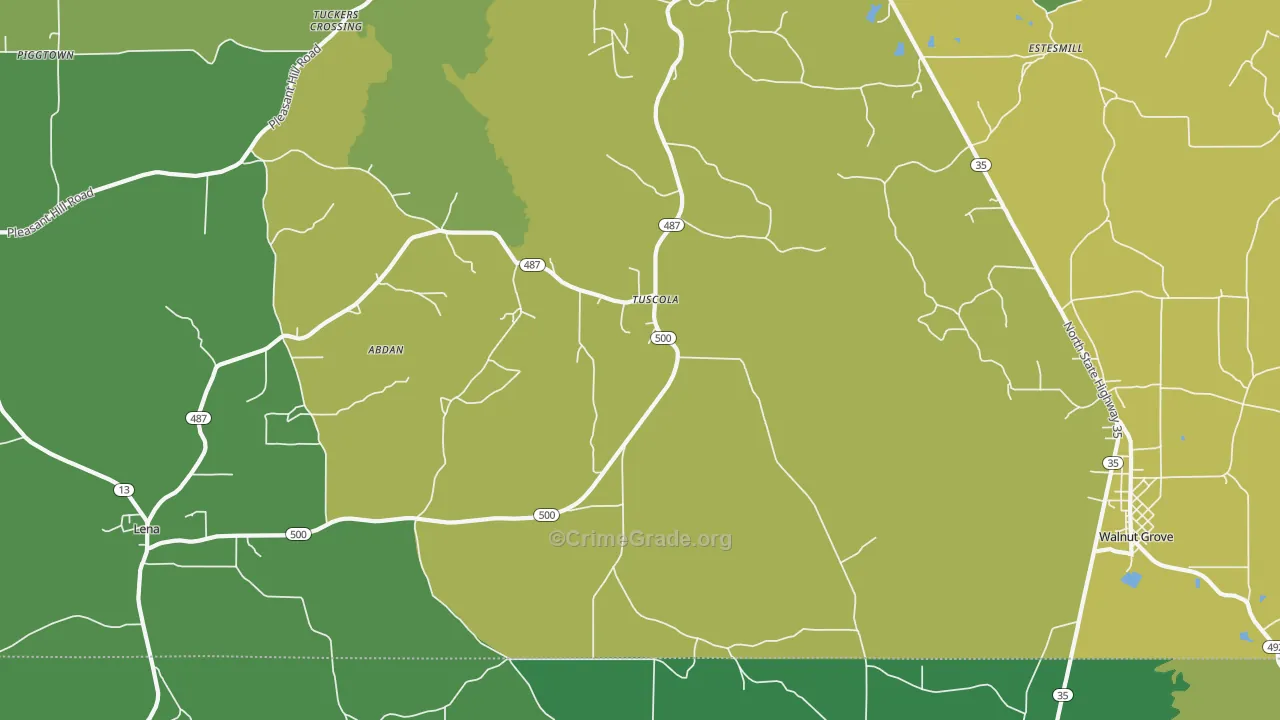 Tuscola, MS Map of Murder Rates