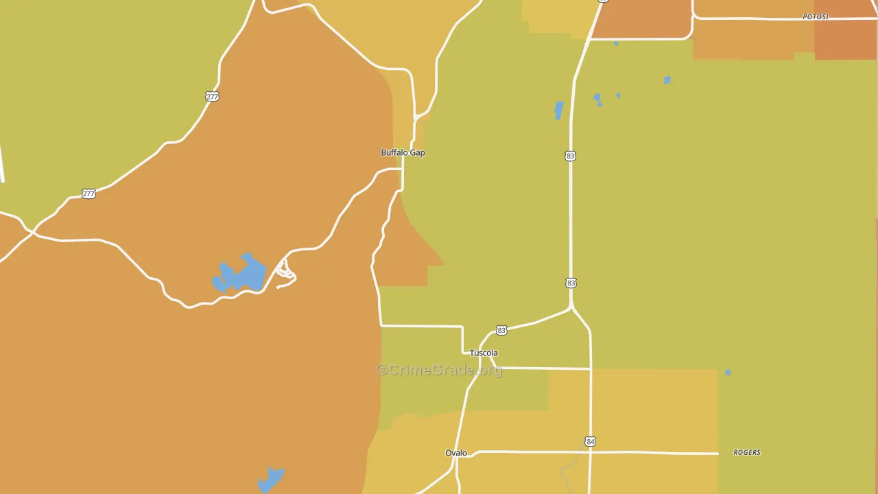 Tuscola, TX Map of Murder Rates