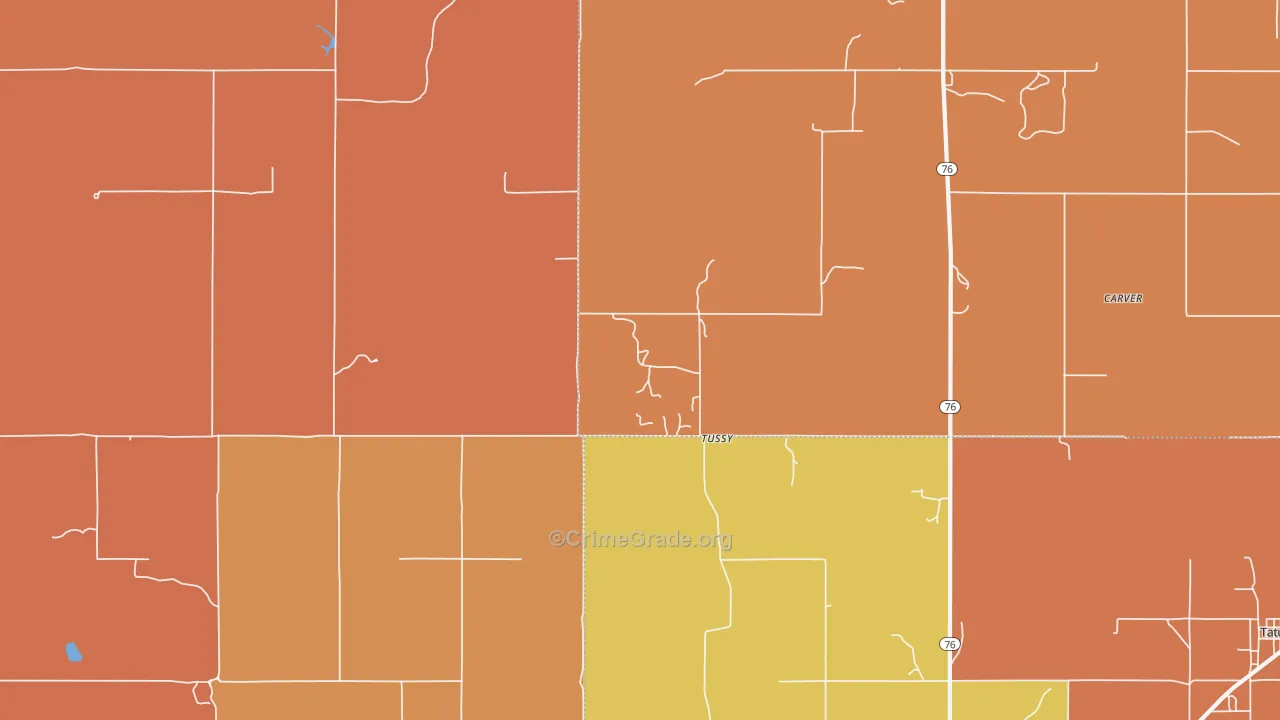 Tussy, OK Map of Murder Rates