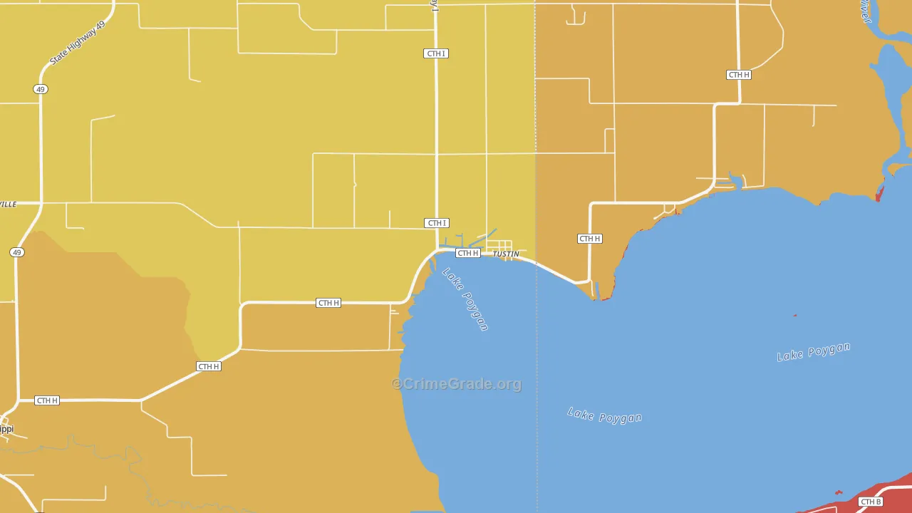 Tustin, WI Map of Murder Rates