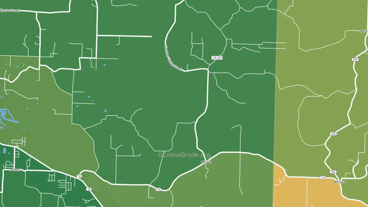 Tuttle, AR Map of Murder Rates