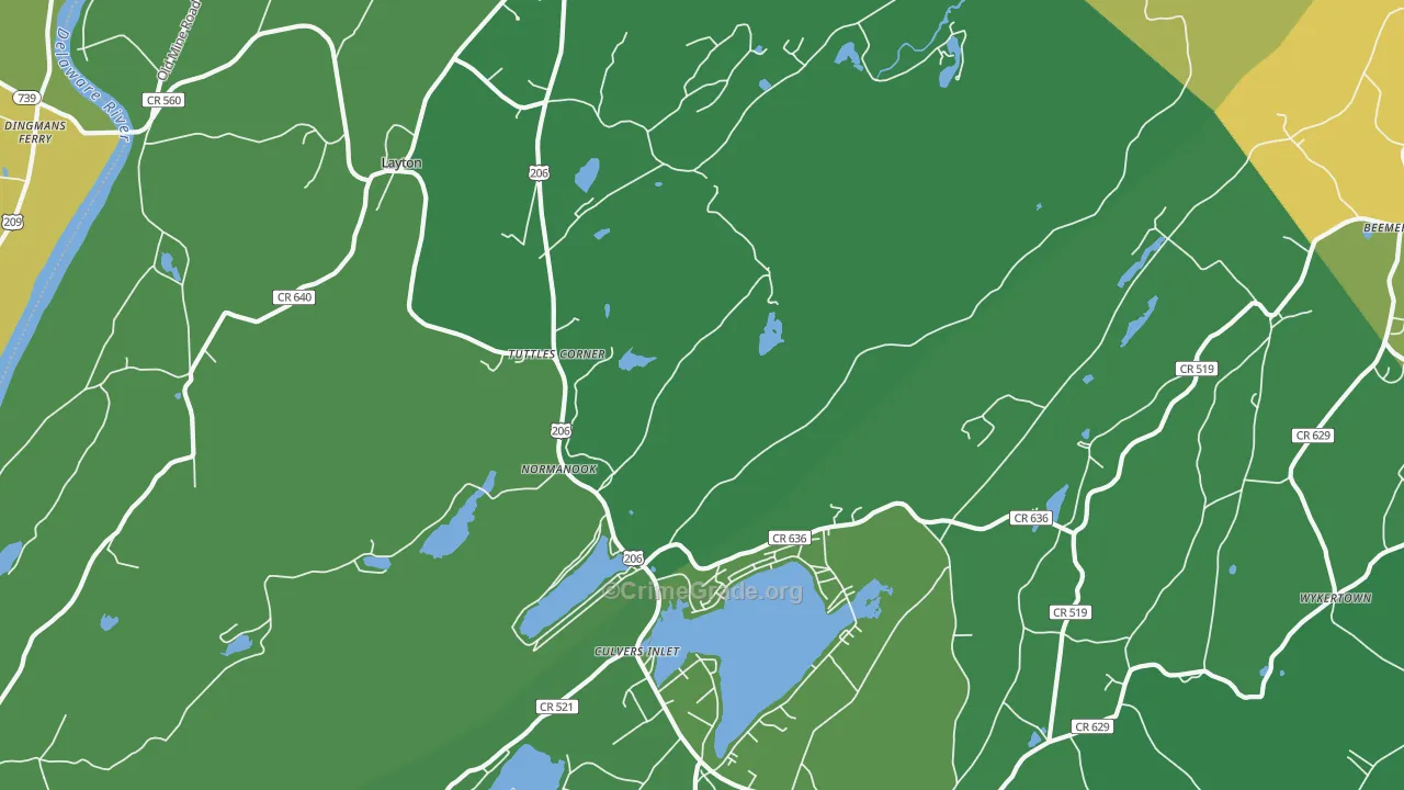 Tuttles Corner, NJ Map of Murder Rates