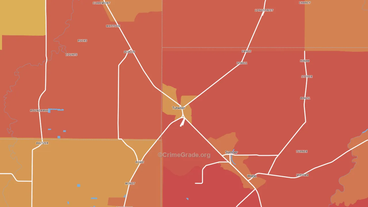 Tutwiler, MS Map of Murder Rates