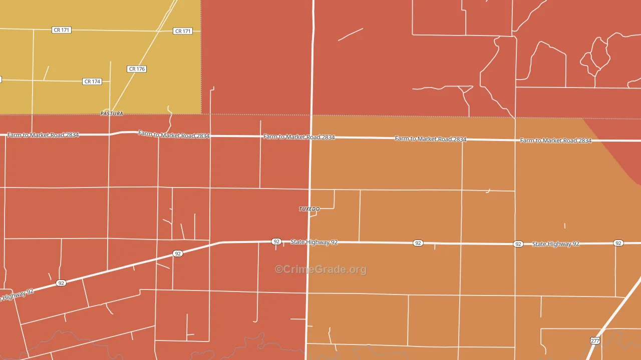 Tuxedo, TX Map of Murder Rates