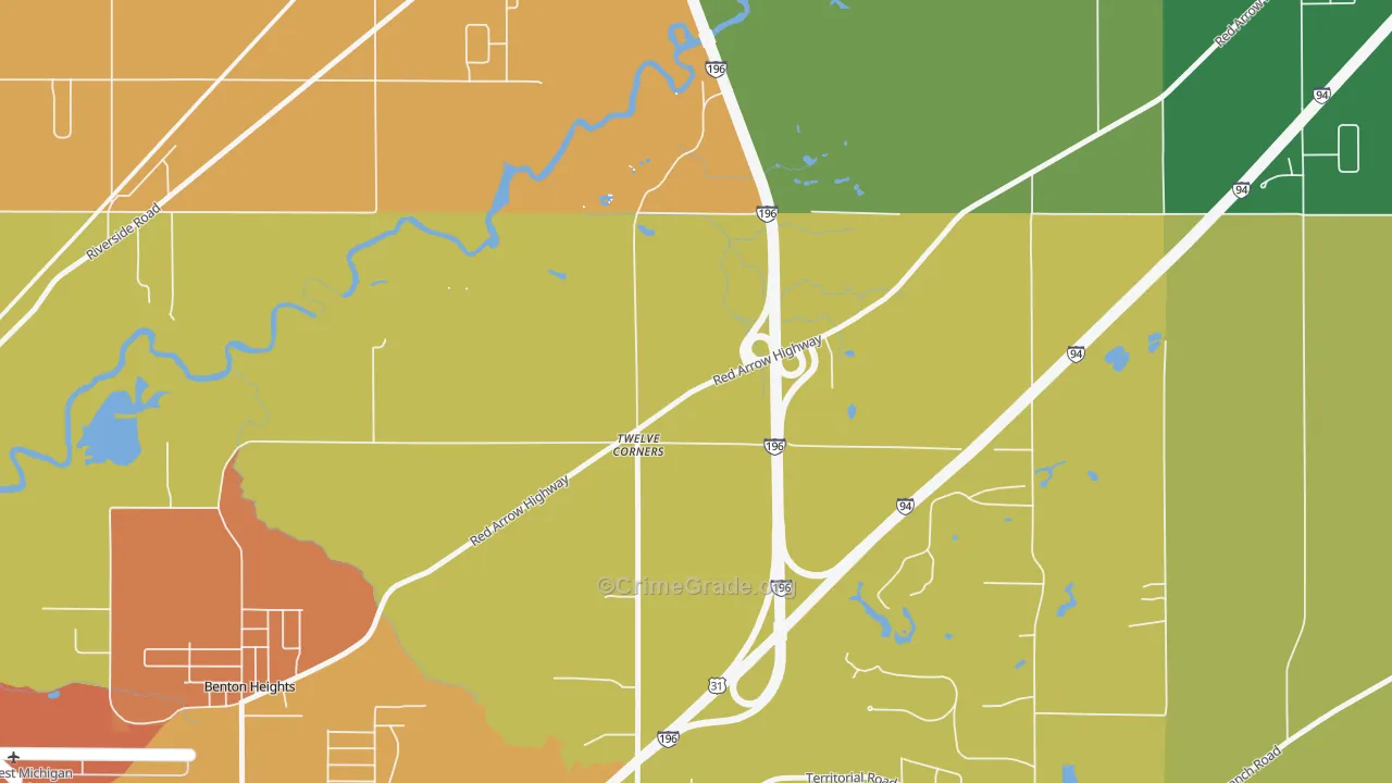 Twelve Corners, MI Map of Murder Rates