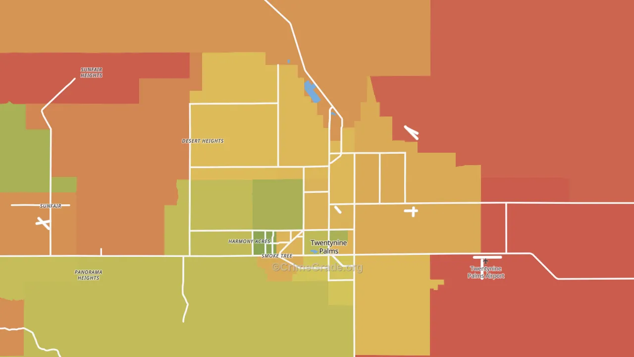 Twentynine Palms, CA Map of Murder Rates