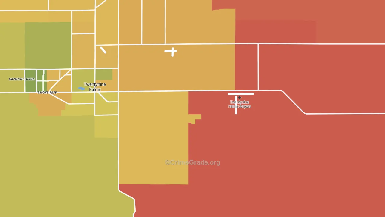 Twentynine Palms Marine Corps Base, CA Map of Murder Rates