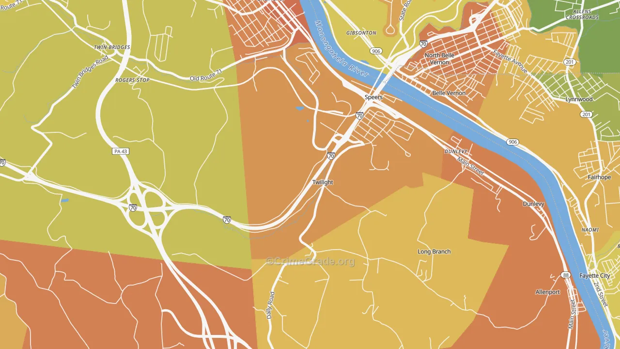 Twilight, PA Map of Murder Rates