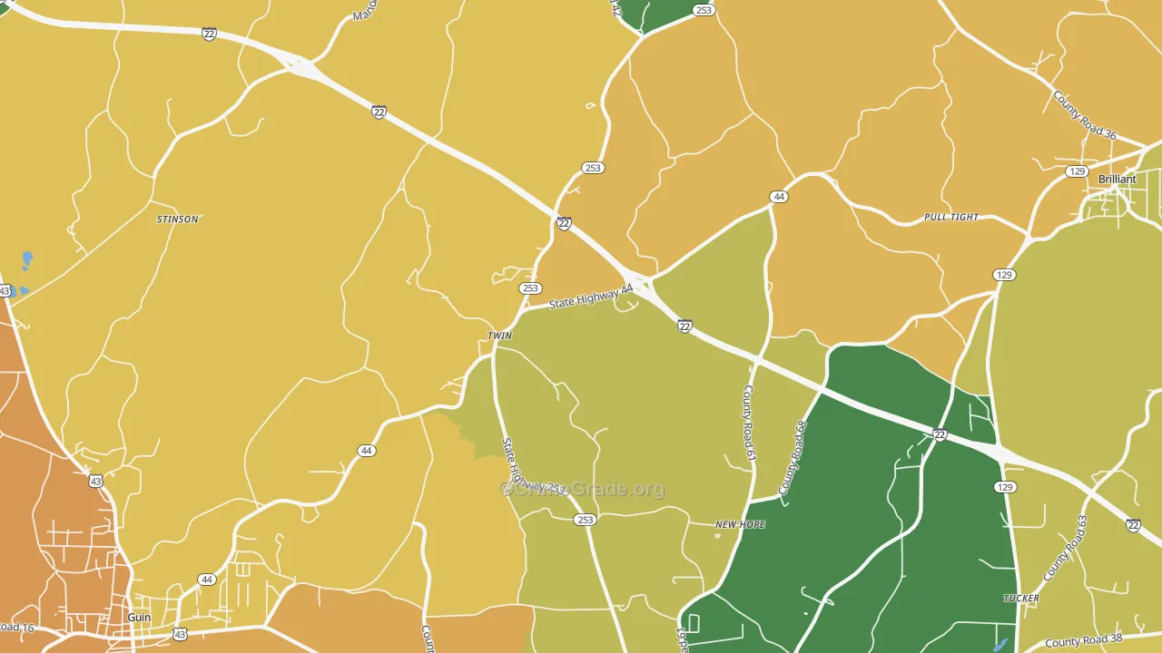 Twin, AL Map of Murder Rates