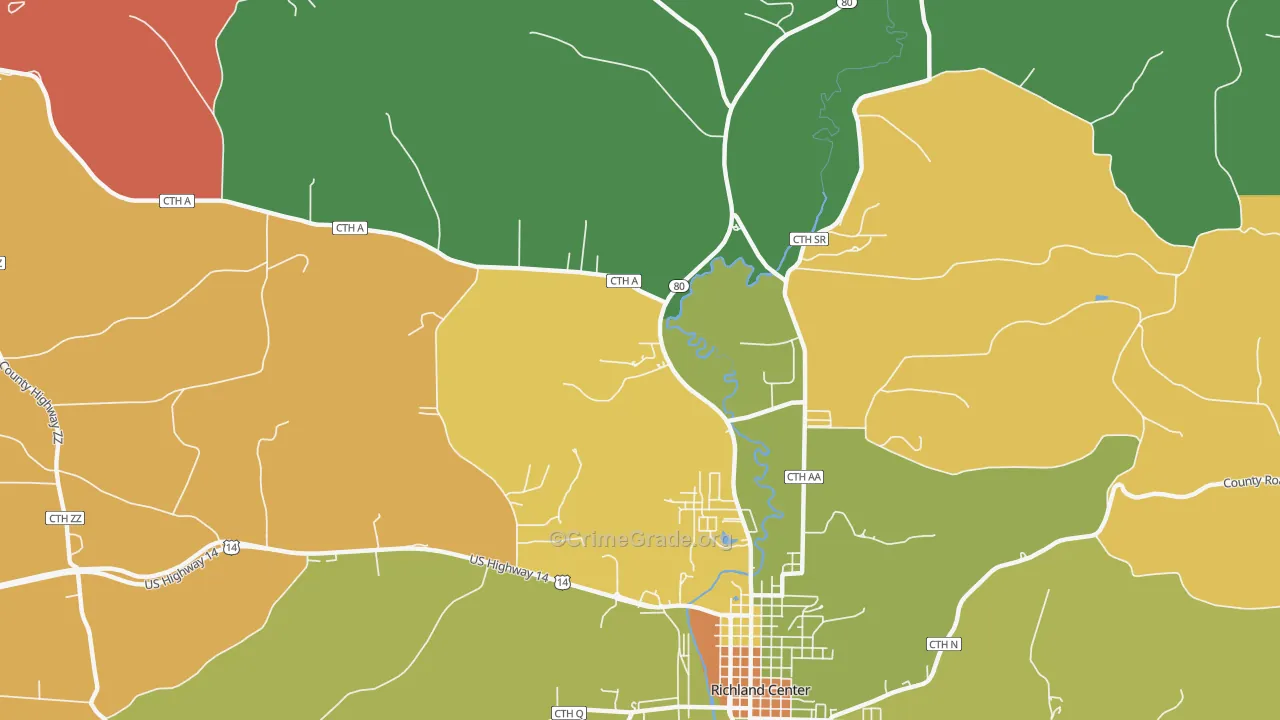 Twin Bluffs, WI Map of Murder Rates