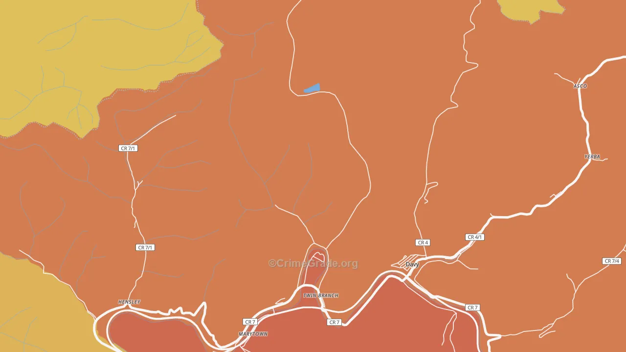 Twin Branch, WV Map of Murder Rates