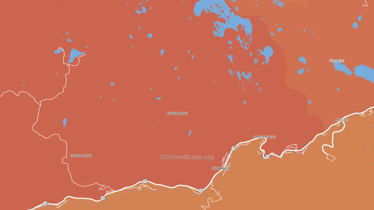 Twin Bridges, CA Map of Murder Rates