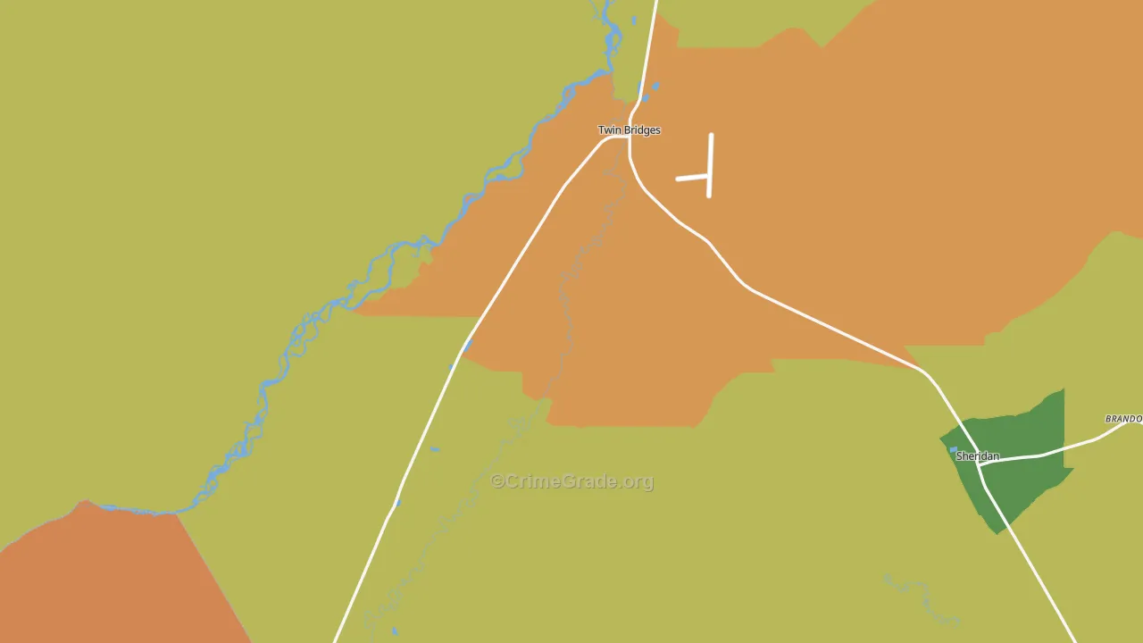 Twin Bridges, MT Map of Murder Rates
