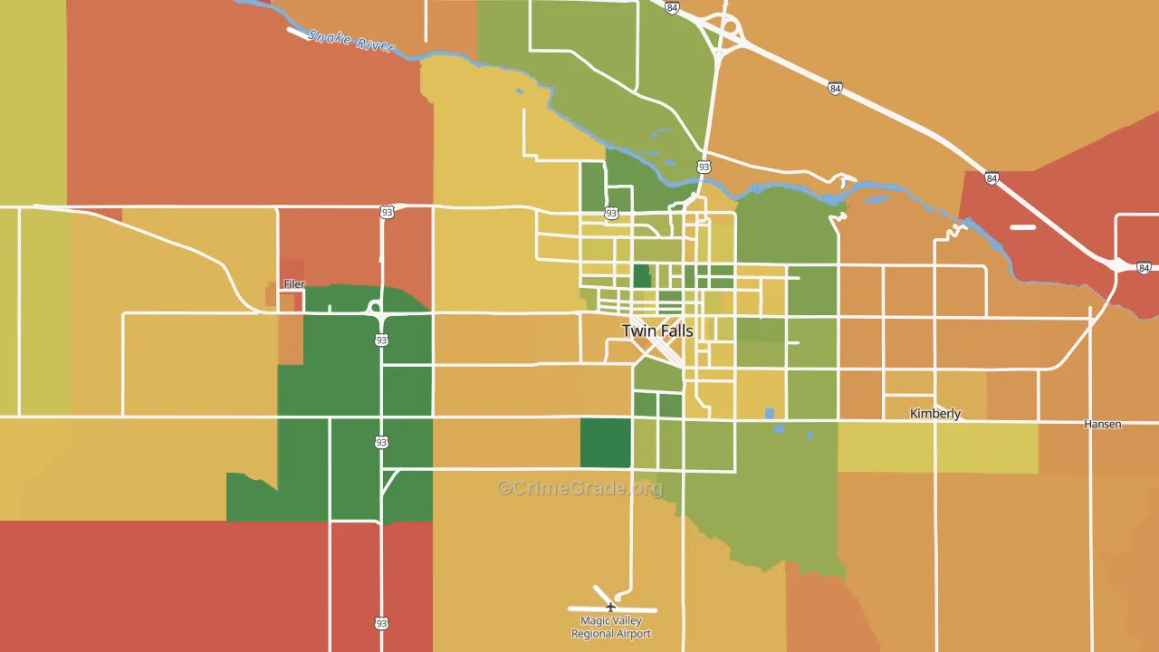 Twin Falls County, ID Map of Murder Rates