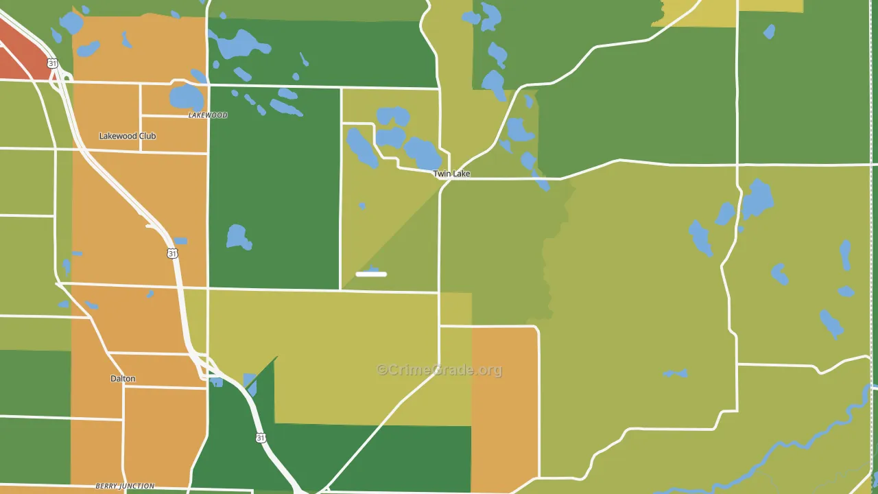 Twin Lake, MI Map of Murder Rates