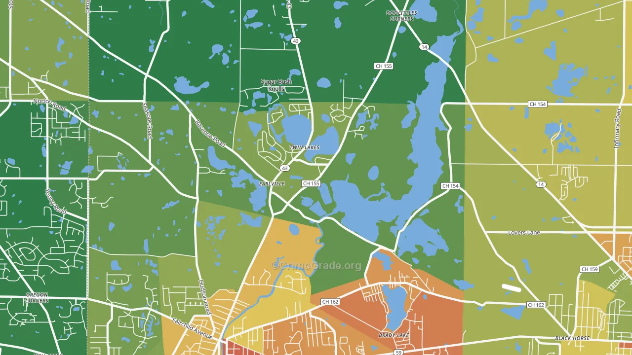 Twin Lakes, OH Map of Murder Rates