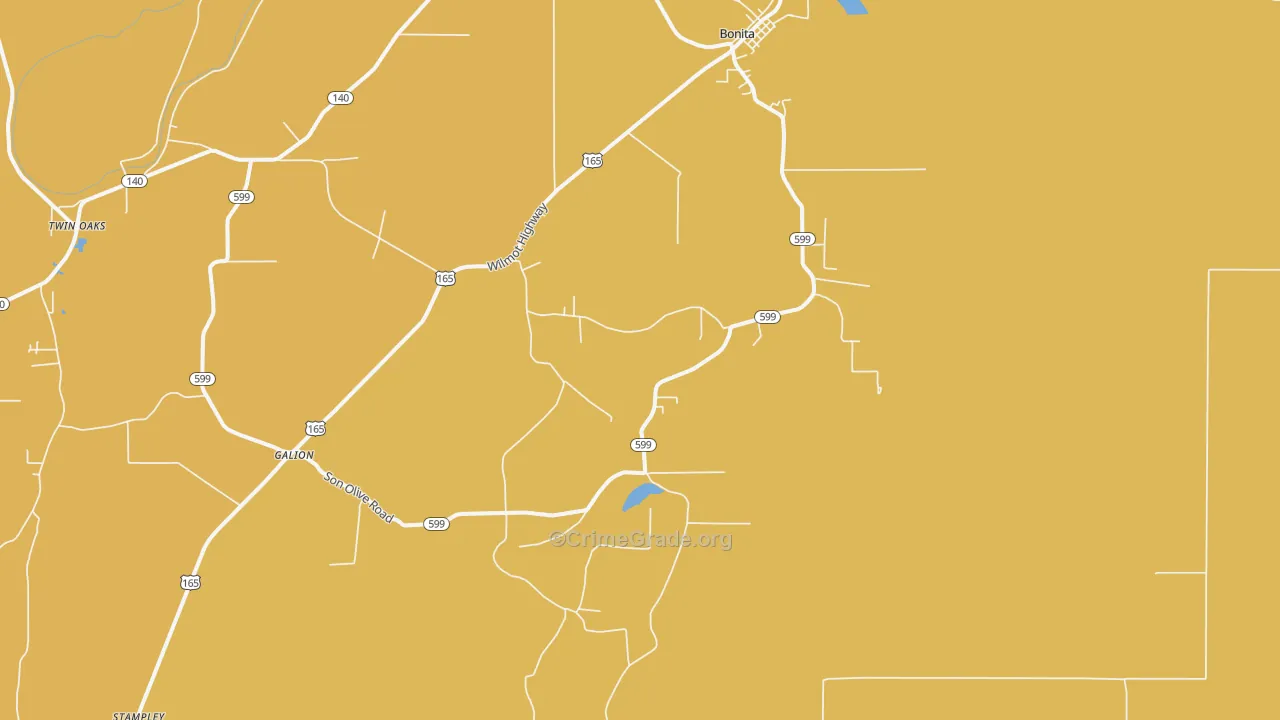 Twin Oaks, LA Map of Murder Rates