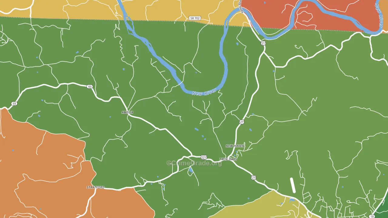 Twin Oaks, NC Map of Murder Rates