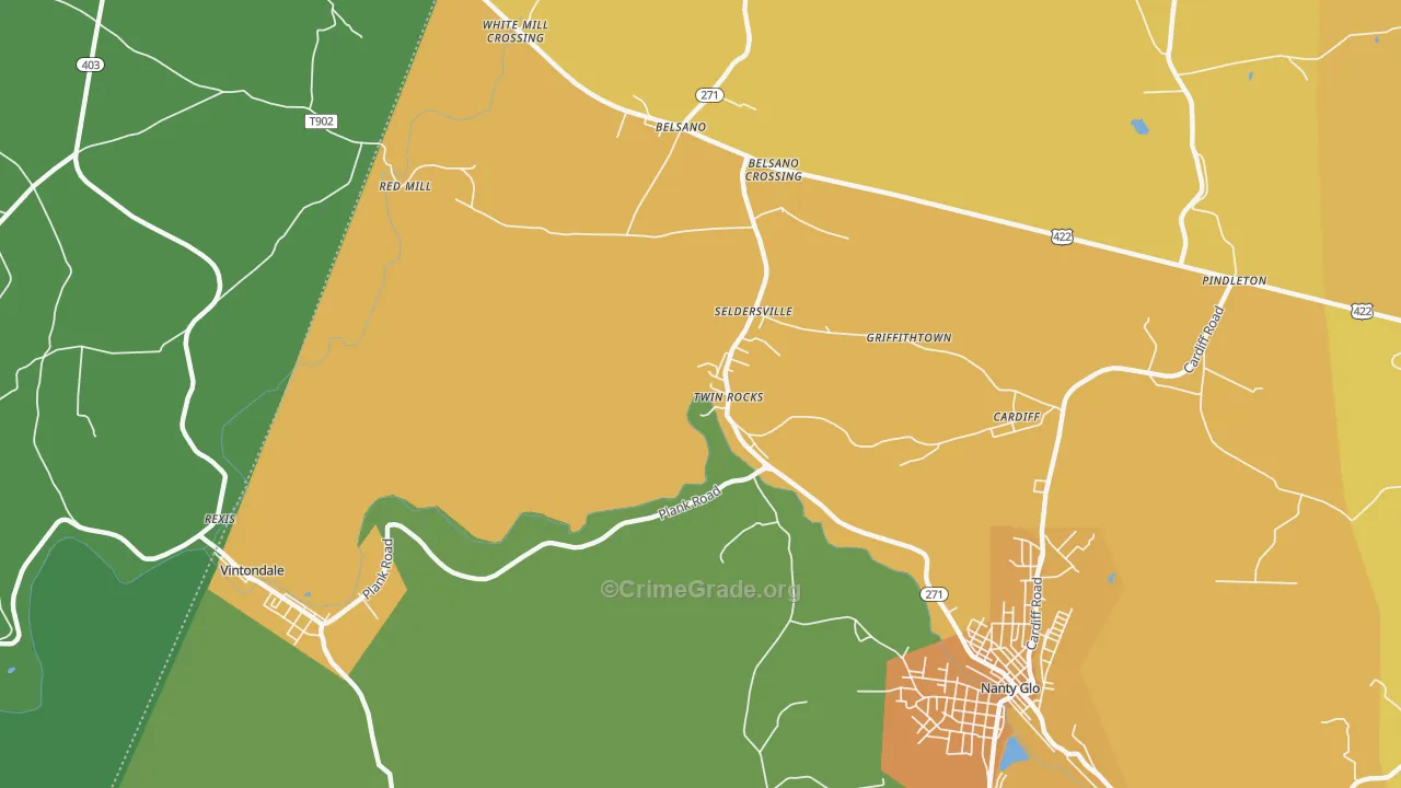 Twin Rocks, PA Map of Murder Rates