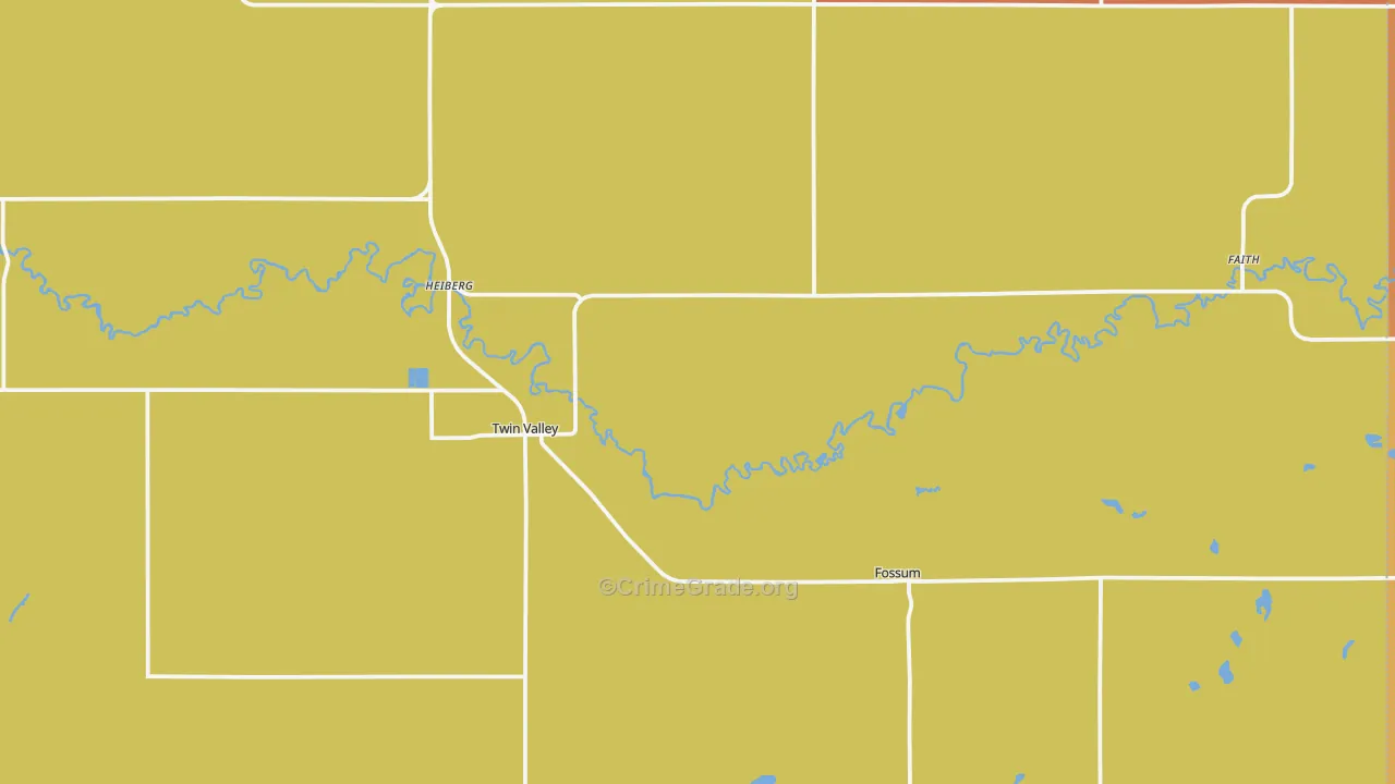 Twin Valley, MN Map of Murder Rates