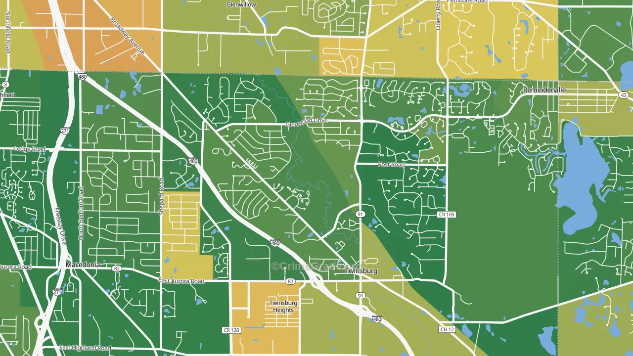 Twinsburg, OH Map of Murder Rates