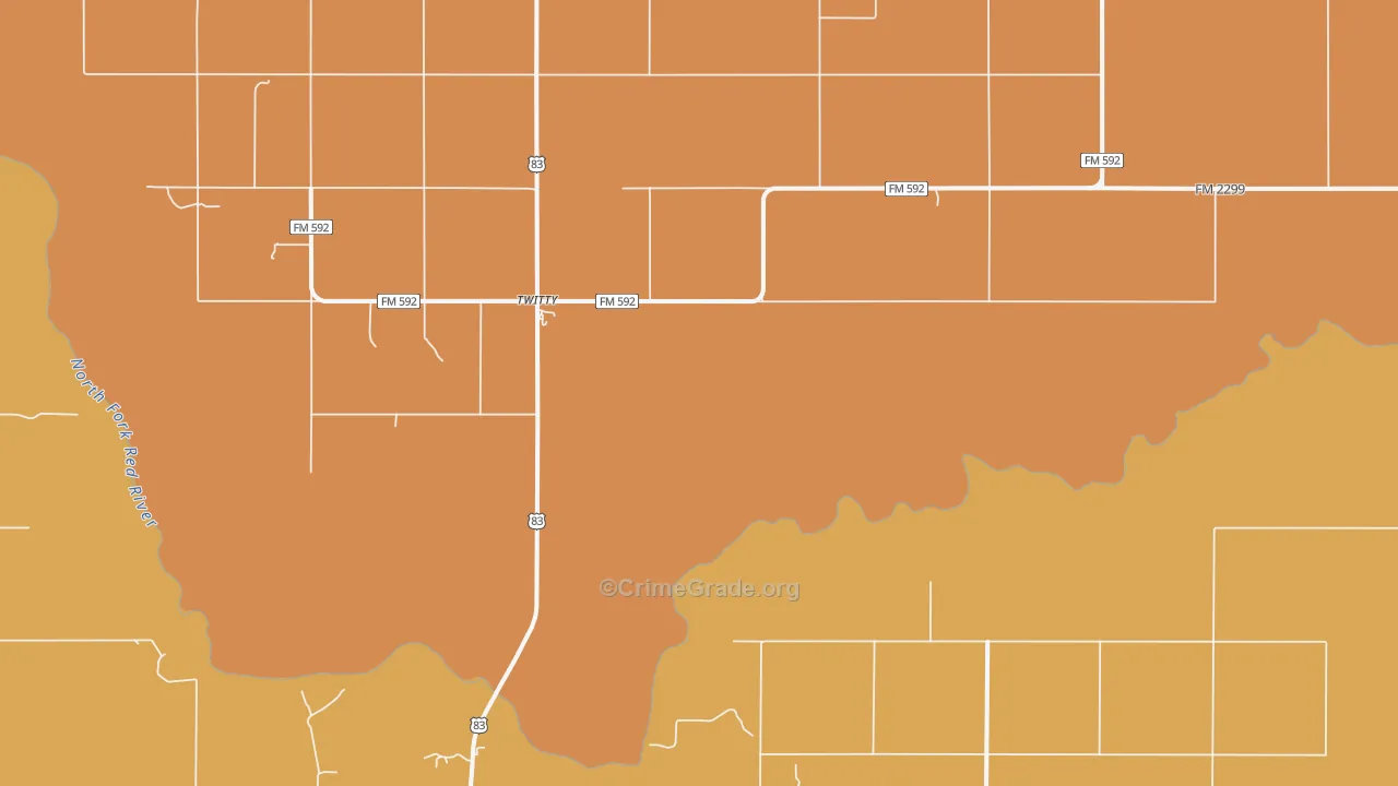 Twitty, TX Map of Murder Rates