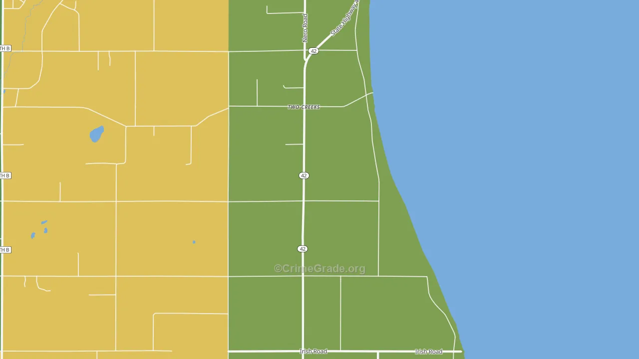 Two Creeks, WI Map of Murder Rates