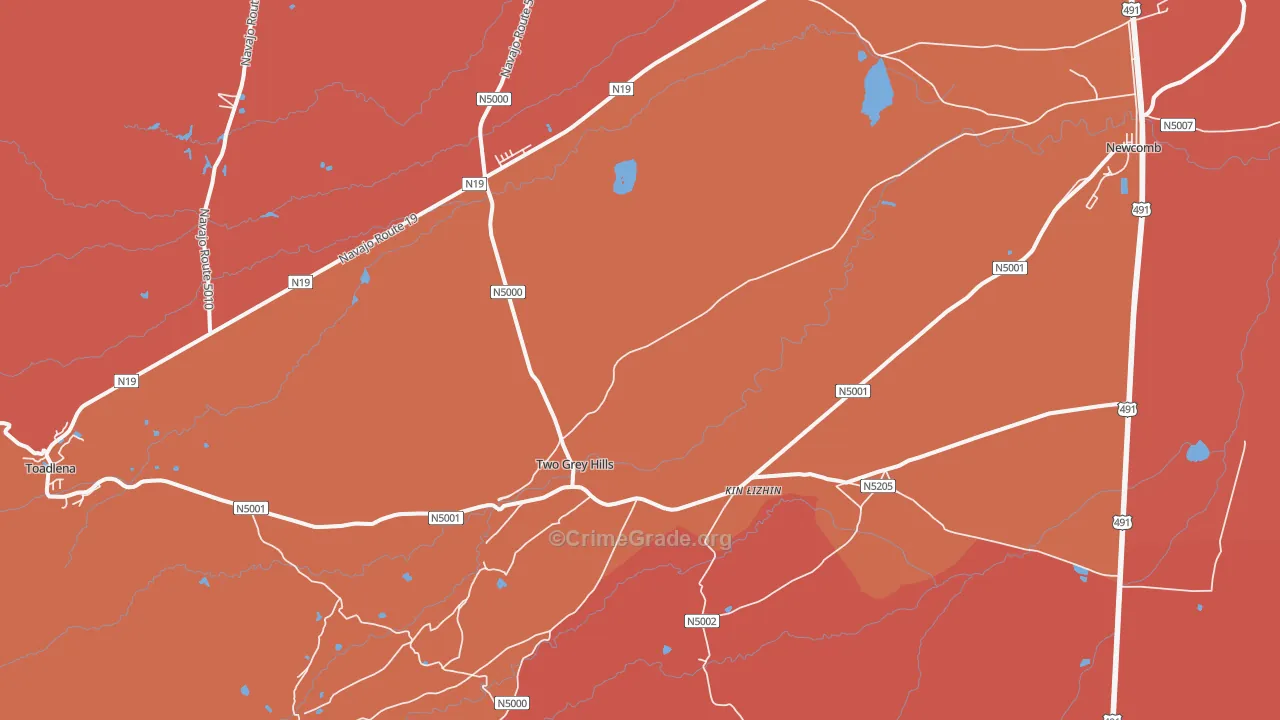 Two Grey Hills, NM Map of Murder Rates