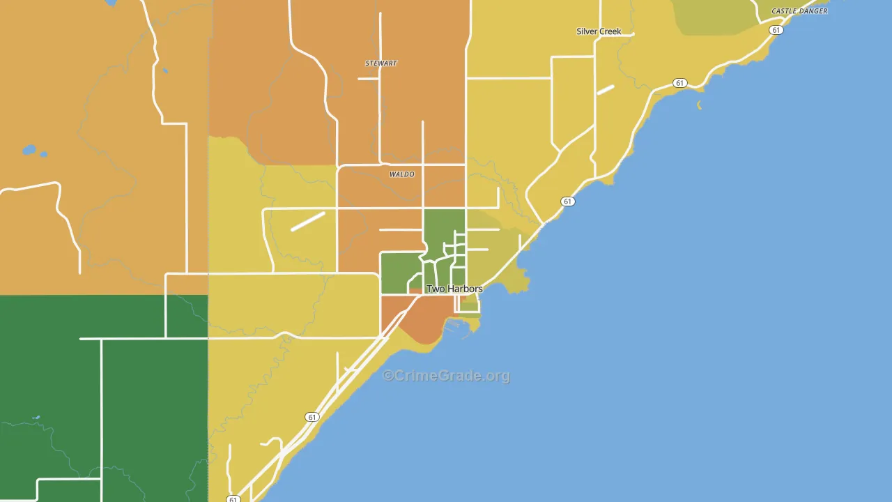 Two Harbors, MN Map of Murder Rates