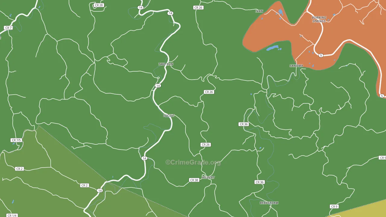 Two Run, WV Map of Murder Rates