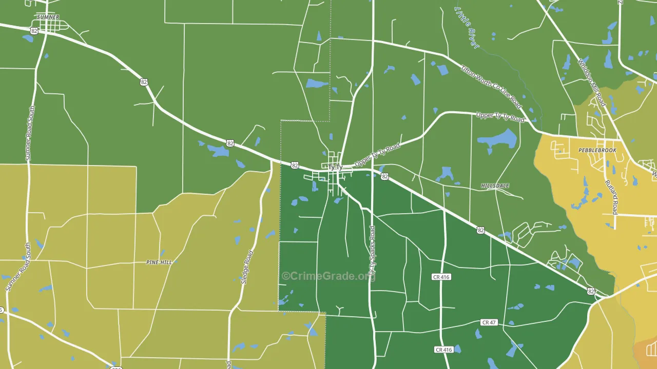 Ty Ty, GA Map of Murder Rates
