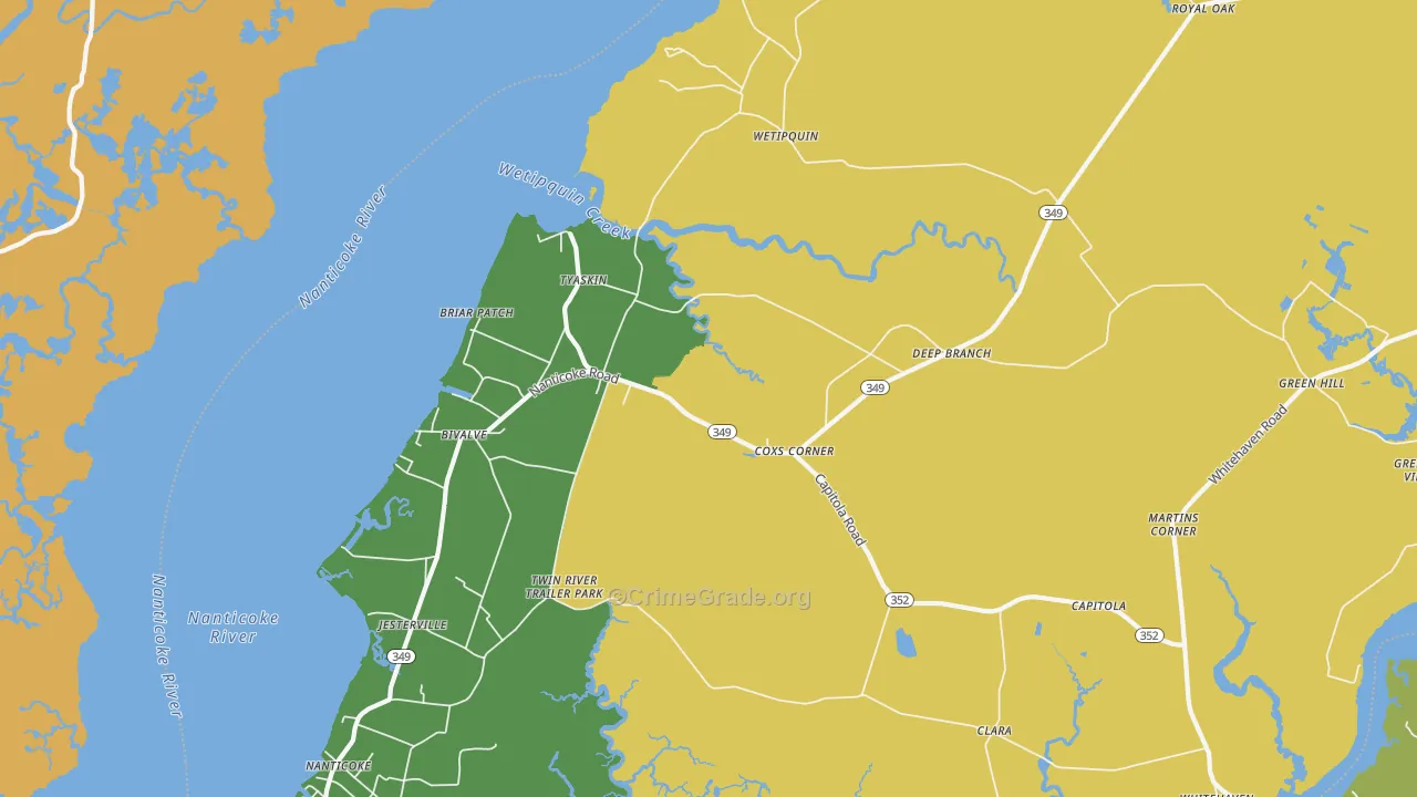 Tyaskin, MD Map of Murder Rates