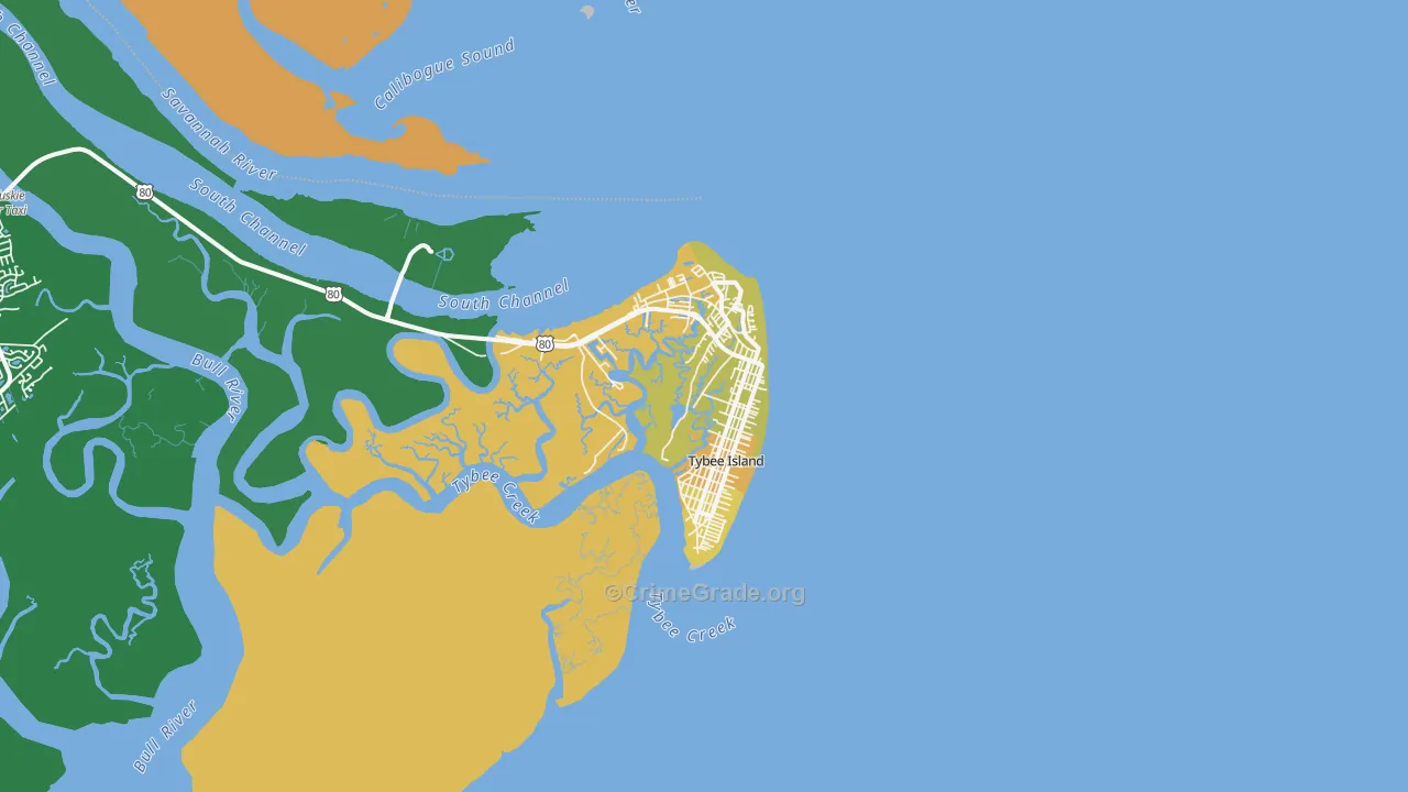 Tybee Island, GA Map of Murder Rates