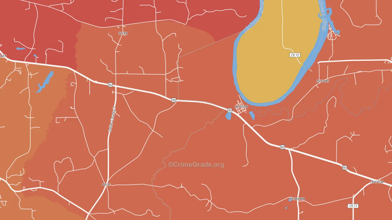 Tyler, AL Map of Murder Rates