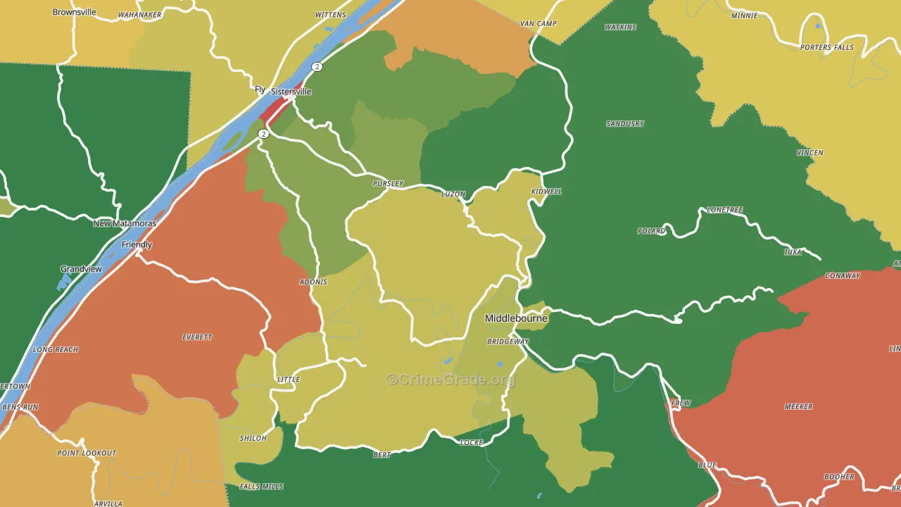 Tyler County, WV Map of Murder Rates