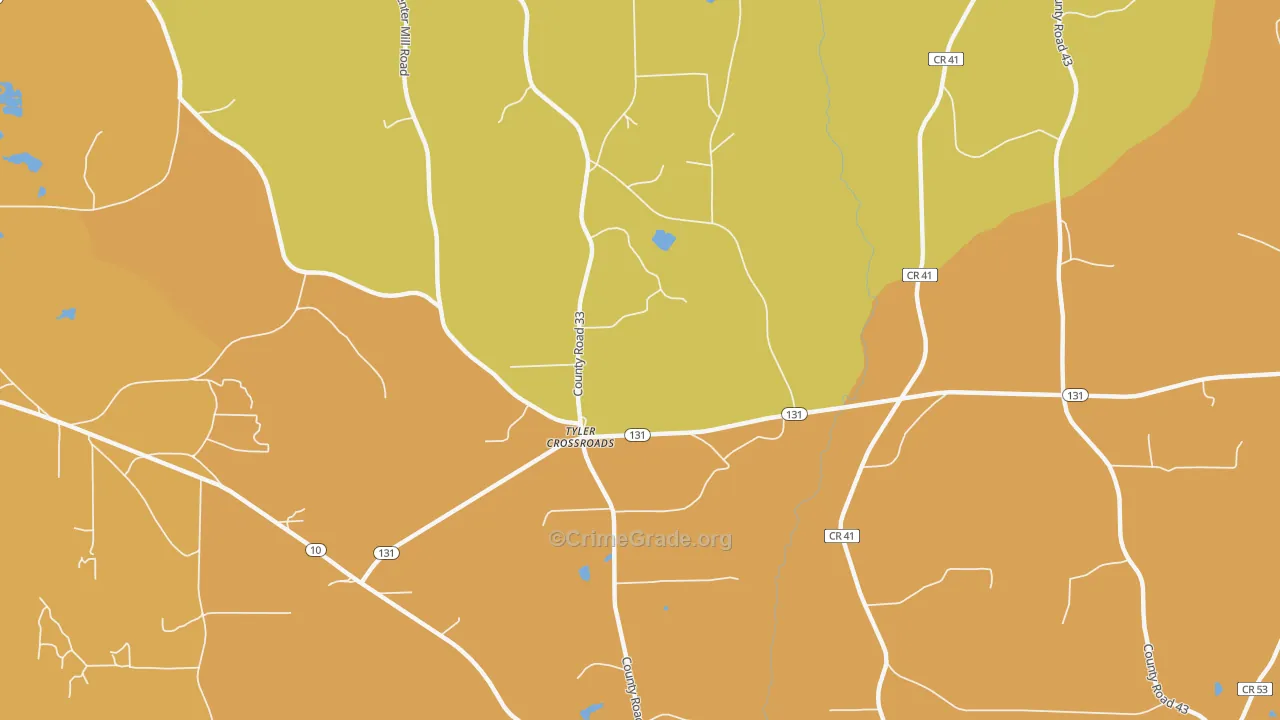 Tyler Crossroads, AL Map of Murder Rates