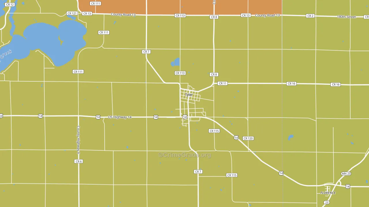 Tyler, MN Map of Murder Rates
