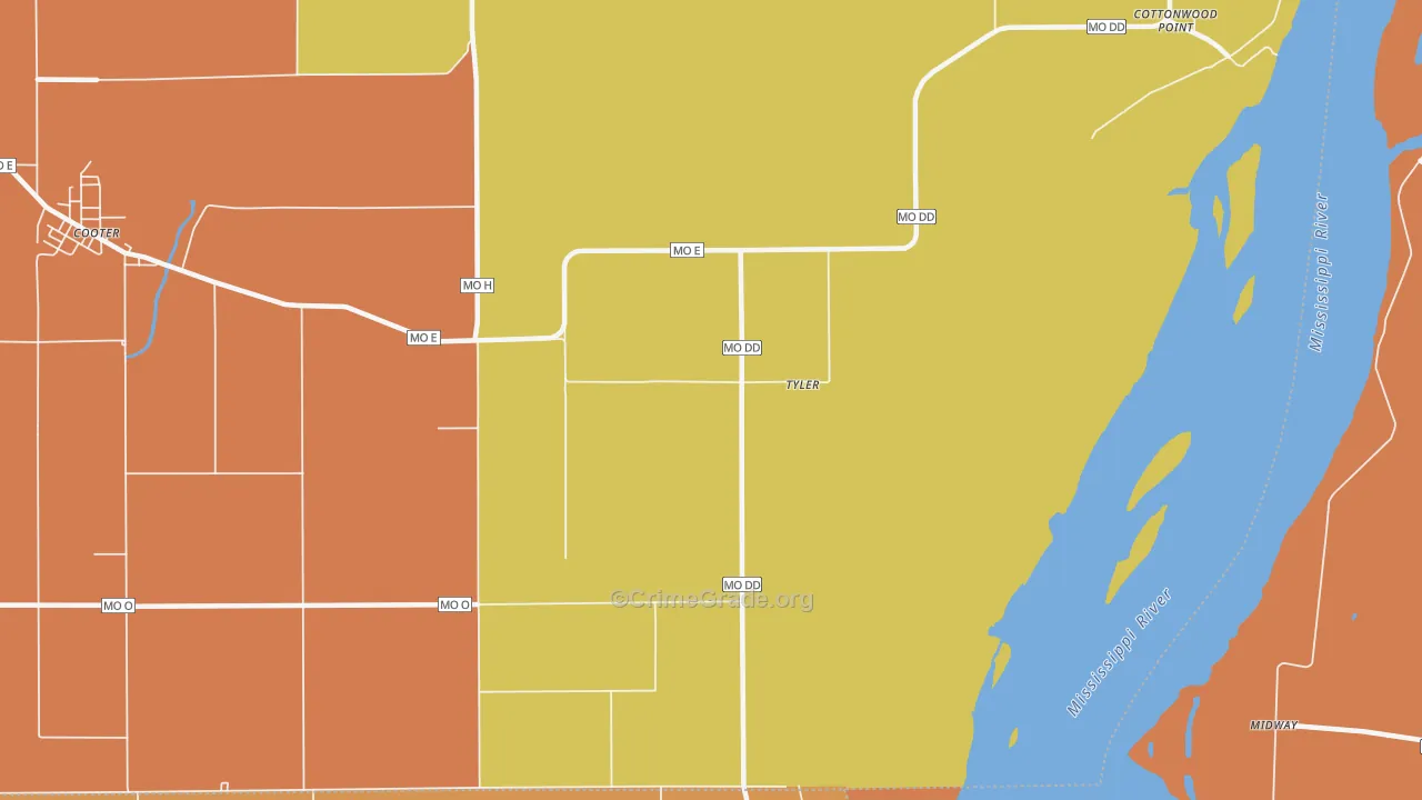 Tyler, MO Map of Murder Rates