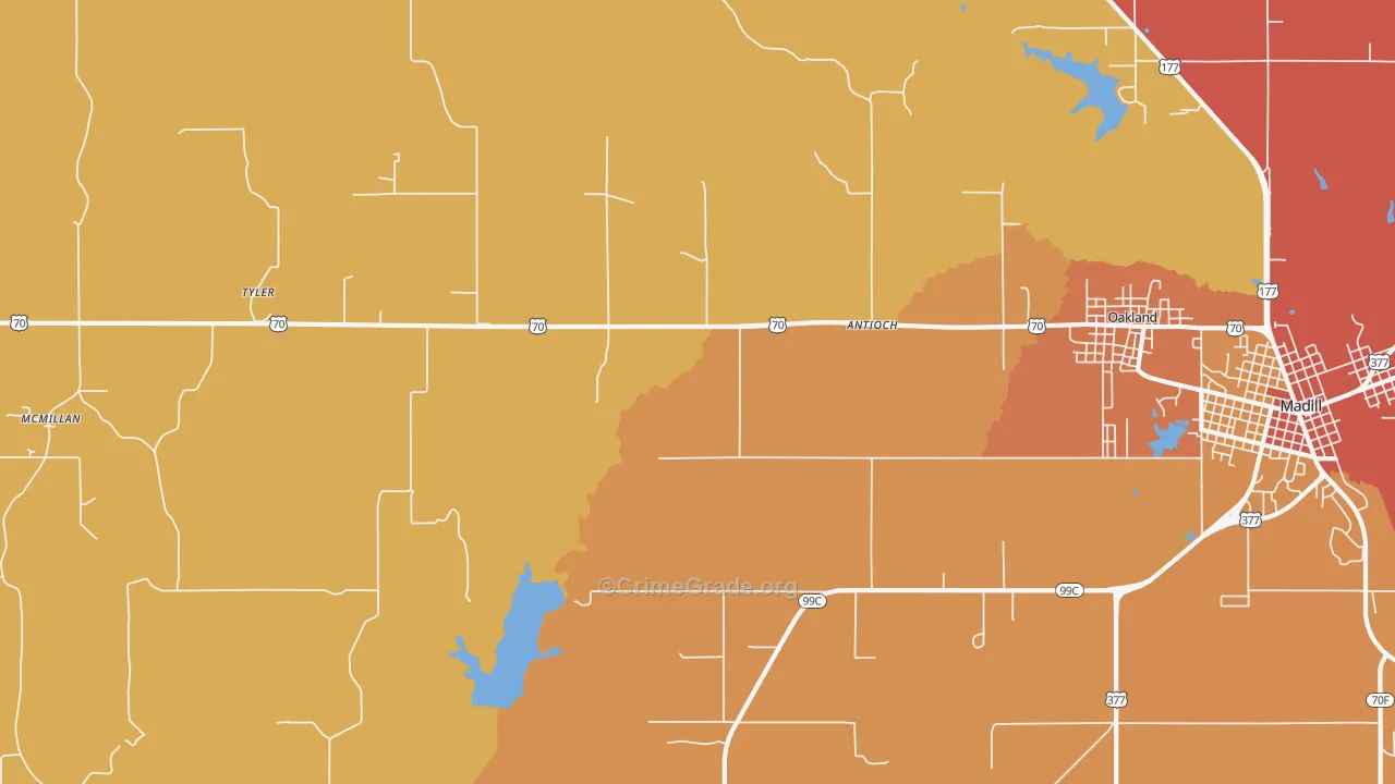 Tyler, OK Map of Murder Rates