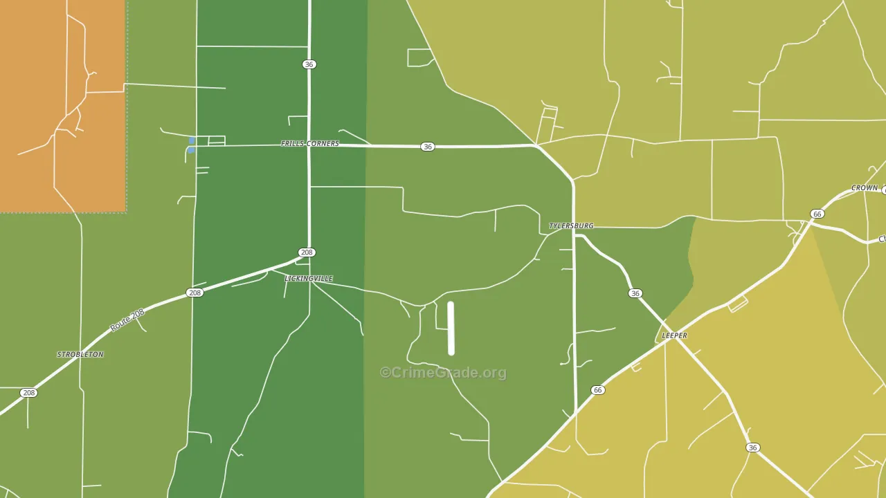 Tylersburg, PA Map of Murder Rates