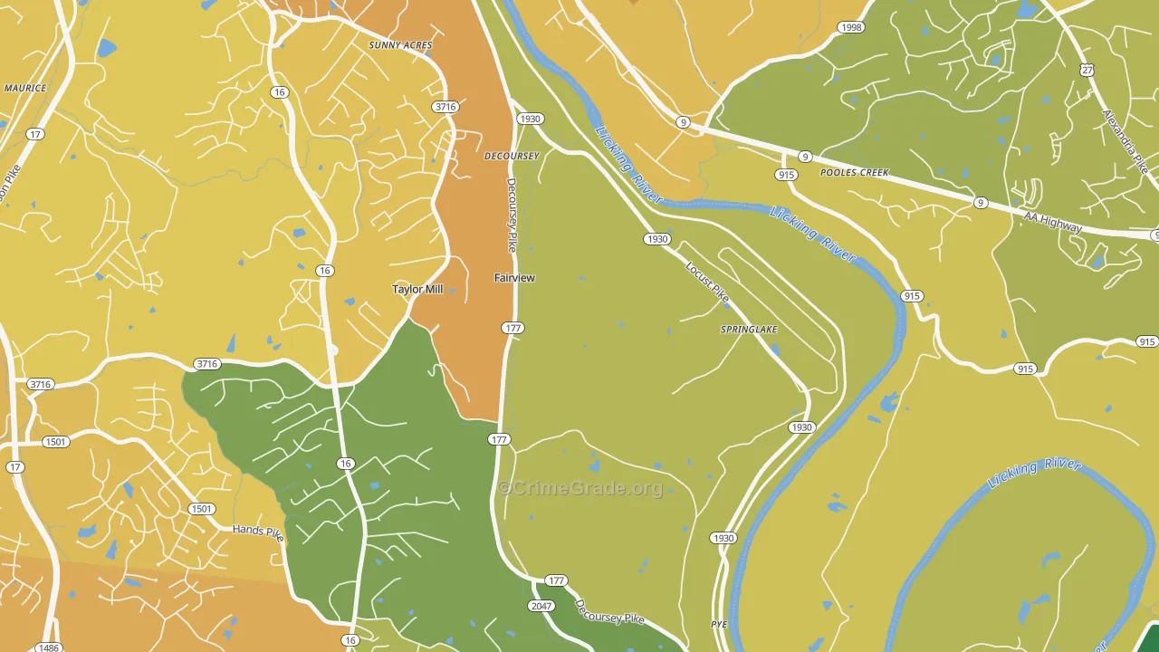 Tylor Mill, KY Map of Murder Rates