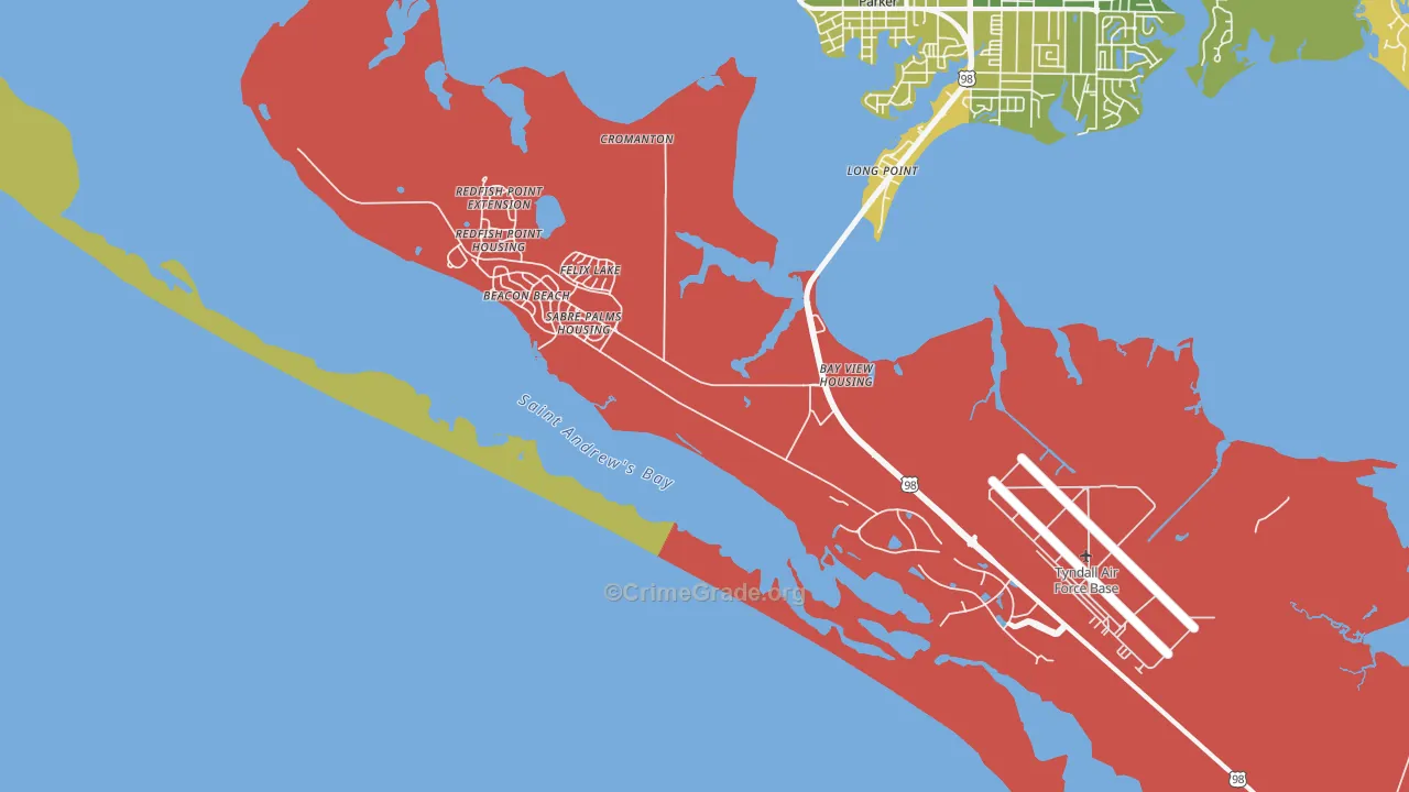 Tyndall AFB, FL Map of Murder Rates