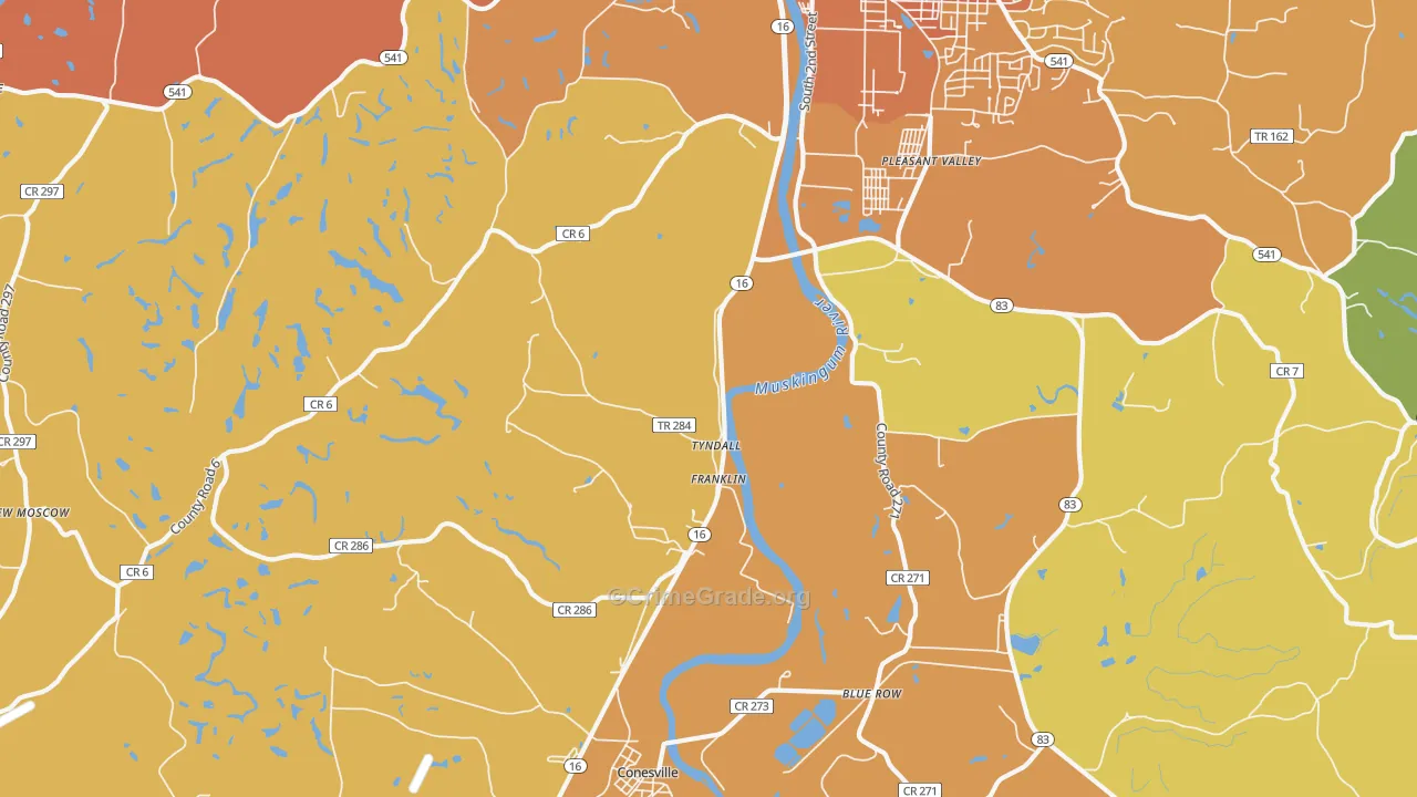 Tyndall, OH Map of Murder Rates